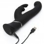 HAPPY RABBIT - G-SPOT STROKER RECHARGEABLE RABBIT VIBRATOR BLACK