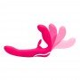 HAPPY RABBIT - RECHARGEABLE VIBRATING STRAPLESS STRAP ON (PINK)