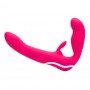 HAPPY RABBIT - RECHARGEABLE VIBRATING STRAPLESS STRAP ON (PINK)