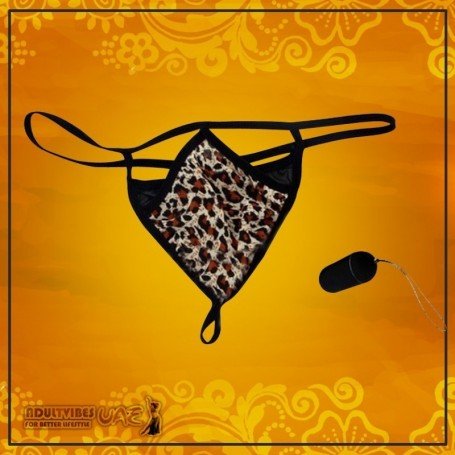 LEOPARD GRAIN UNDERWEAR REMOTE CONTROL VIBRATING T-BACK VP-002