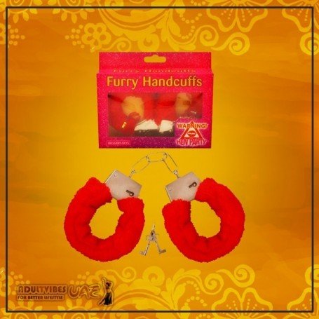 FETISH FANTASY BEGINNER'S FURRY CUFFS IN RED BDP-004