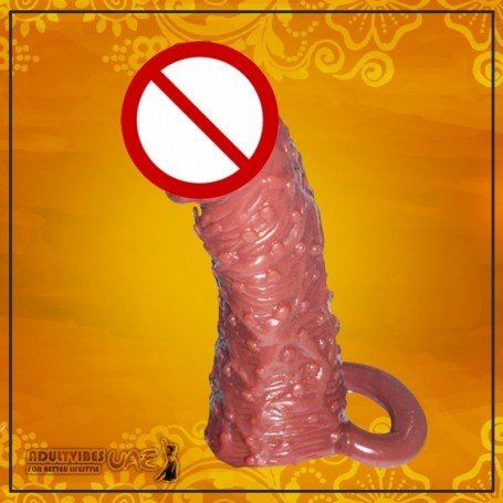 SOLID HEAD REUSABLE GENITAL EXTENSION SLEEVE CHOCOLATE PES-026